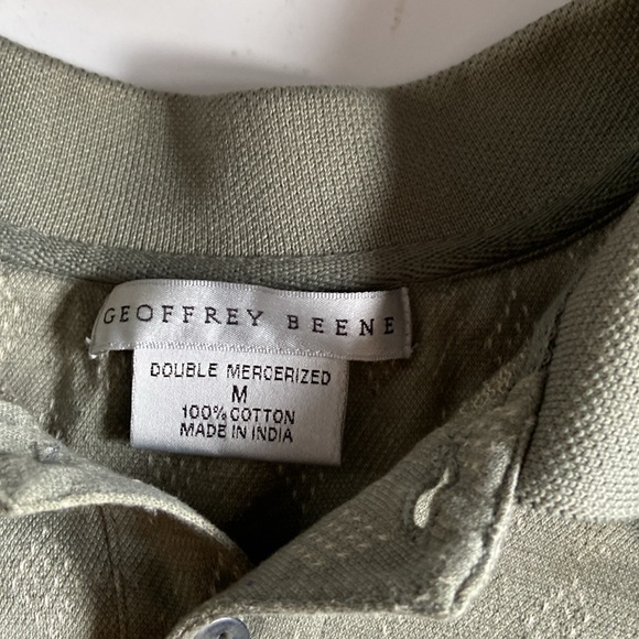 Geoffrey Beene short sleeve shirt in lovely grey green white pattern size M - Picture 3 of 6